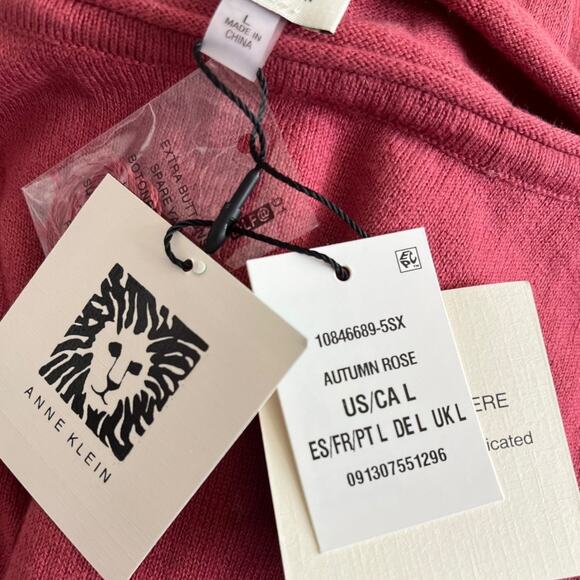 Anne Klein Autumn Rose cotton cashmere sweater Large NWT - Picture 5 of 6